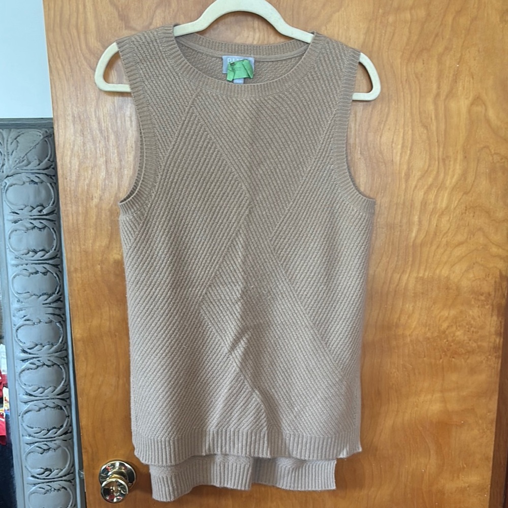 Cashmere Sleeveless Tan Knit Sweater